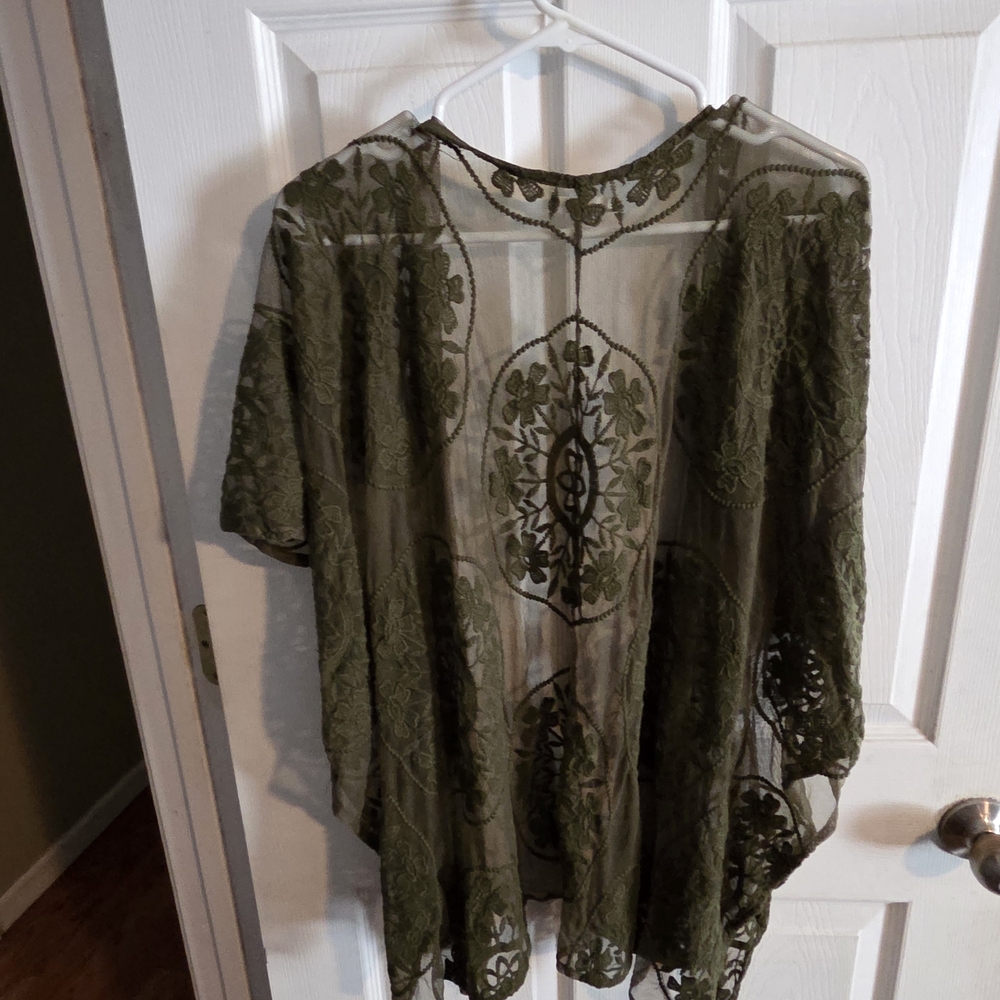 Maurices Olive Green Sheer Kimono Top - Picture 3 of 3